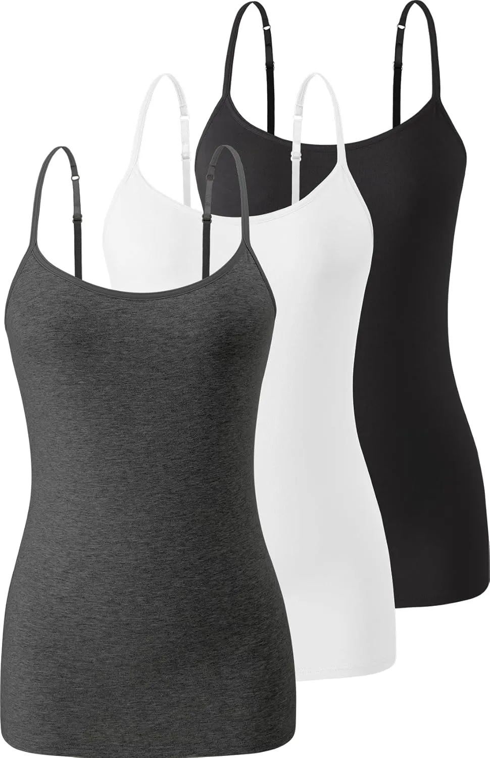 Air Curvey 2/3 Pack Cotton Women's Camisole with Shelf Bra Adjustable Strap Tank Tops Soft Undershirts Layering Tops