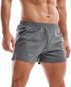 AMY COULEE Mens Gym Shorts 3" Bodybuilding Workout Shorts Lightweight Running Lounge Cotton Sleep Bottoms