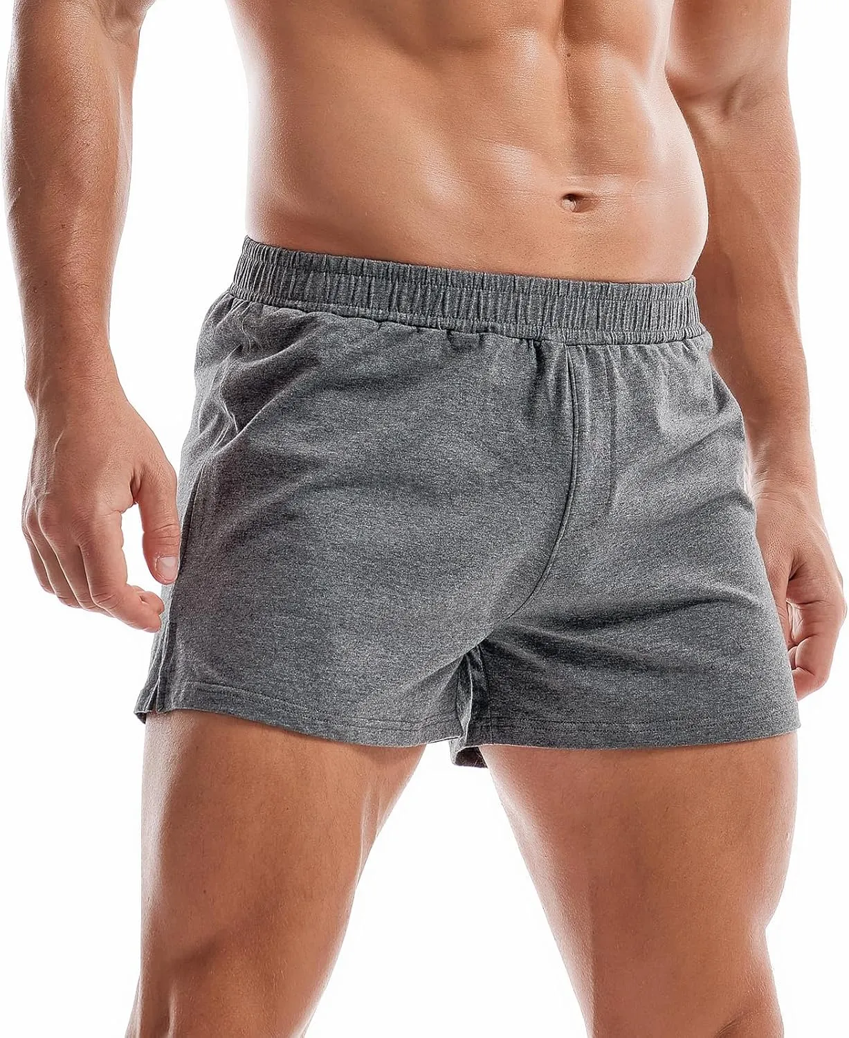 AMY COULEE Mens Gym Shorts 3" Bodybuilding Workout Shorts Lightweight Running Lounge Cotton Sleep Bottoms