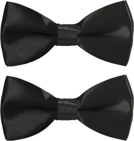 AWAYTR Boys Child Kids Bow ties - Adjustable Pre Tied Solid Color Wedding Party Bowties (Black)