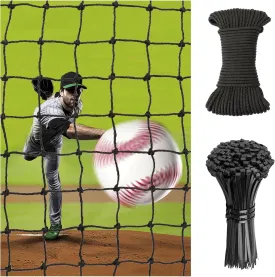 Baseball Softball Backstop NetsSports Netting Barrier with 33ft Rope Hanging Kit,Heavy Duty Sports Net, 11 Sizes Nets for Baseball Basketball Soccer Lacrosse Hockey