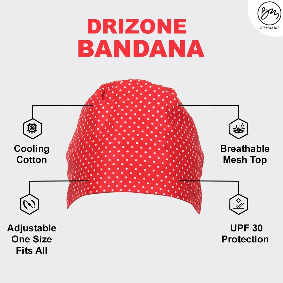 BISMAADH Bamboo Cotton Polka Dot Printed Patka Durag Headcover Skull Cap