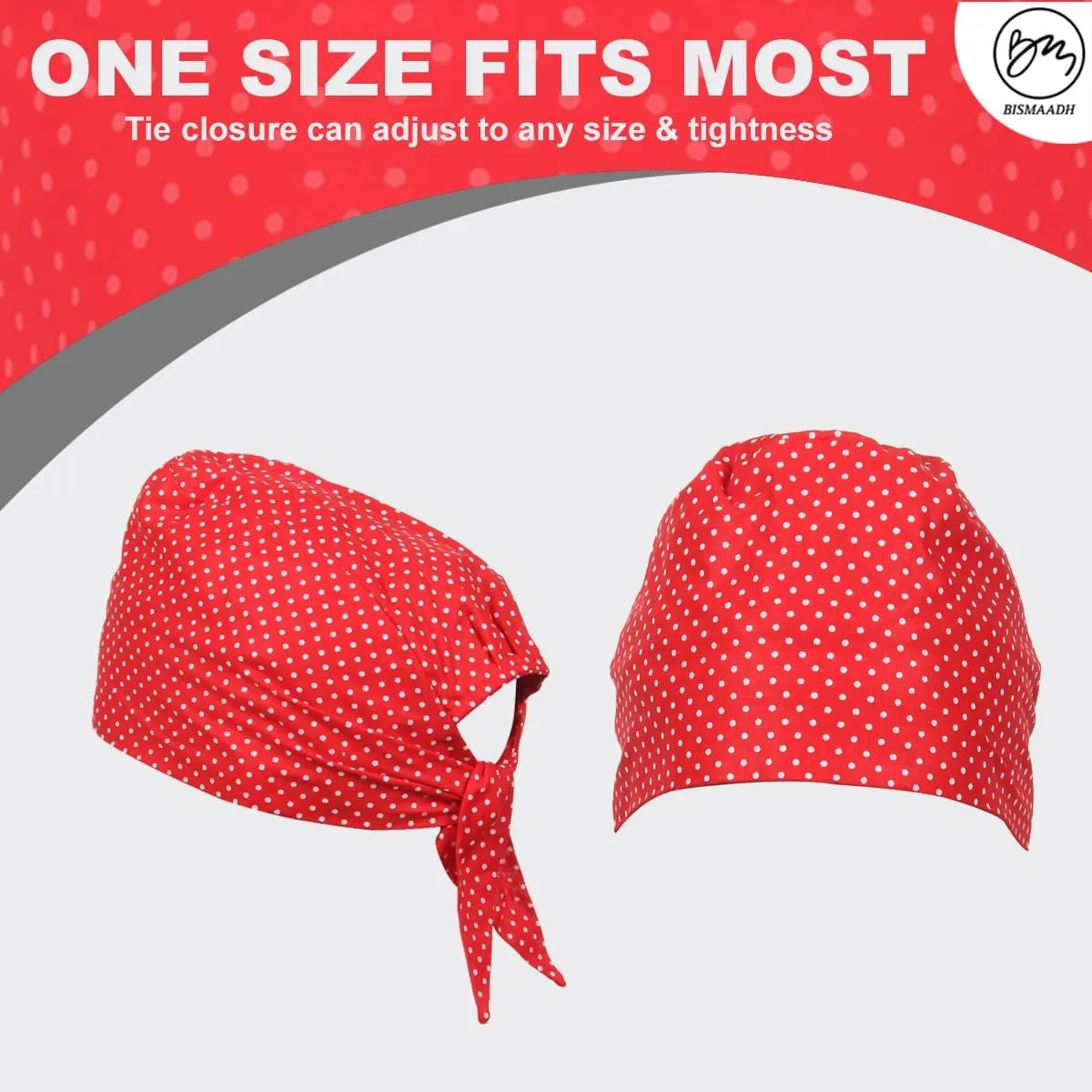 BISMAADH Bamboo Cotton Polka Dot Printed Patka Durag Headcover Skull Cap