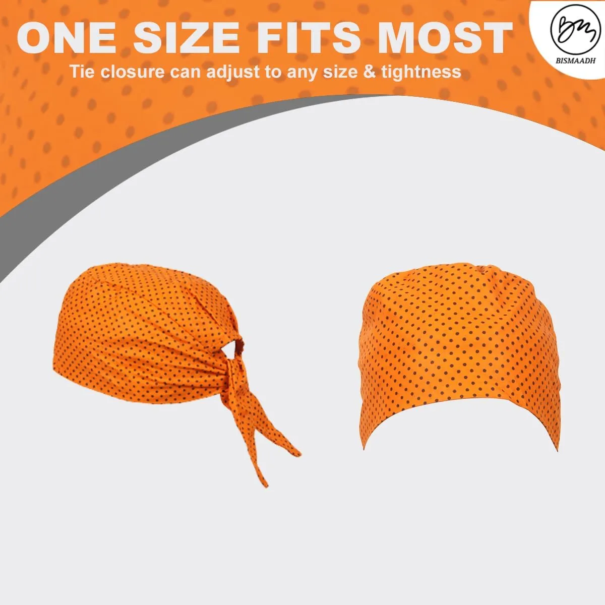 BISMAADH Bamboo Cotton Polka Dot Printed Patka Durag Headcover Skull Cap