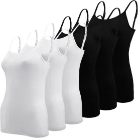 BQTQ 6 Pcs Women's Camisole Tops Undershirts Adjustable Spaghetti Strap Tank Top