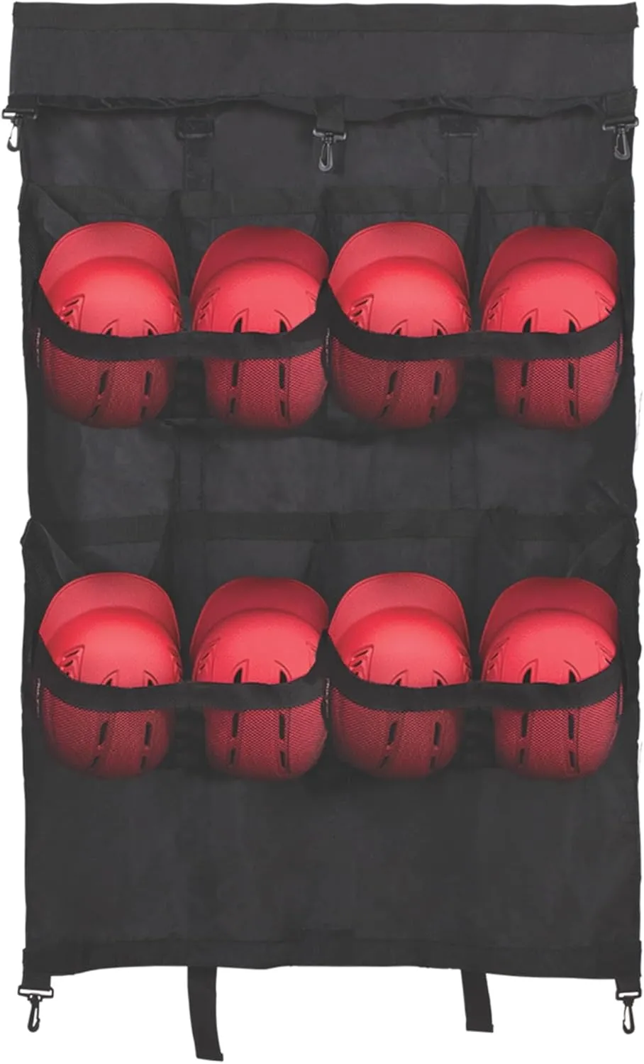 Champion Sports Vinyl Helmet Bag: Softball & Baseball Sports Equipment Caddy with Hanging Hooks - Holds 8 Helmets