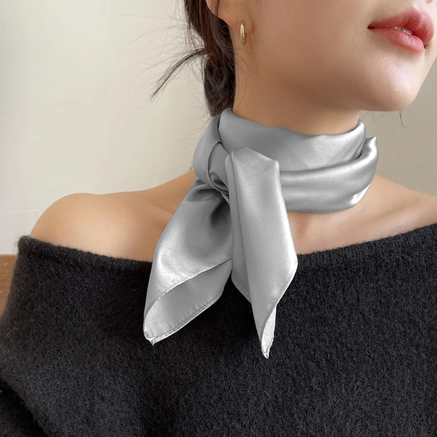 Ciormis 100% Mulberry Silk Scarf - Women's 21''/27'' Square Real Silk Hair Head Scarf Neckerchief with Gift Packaged
