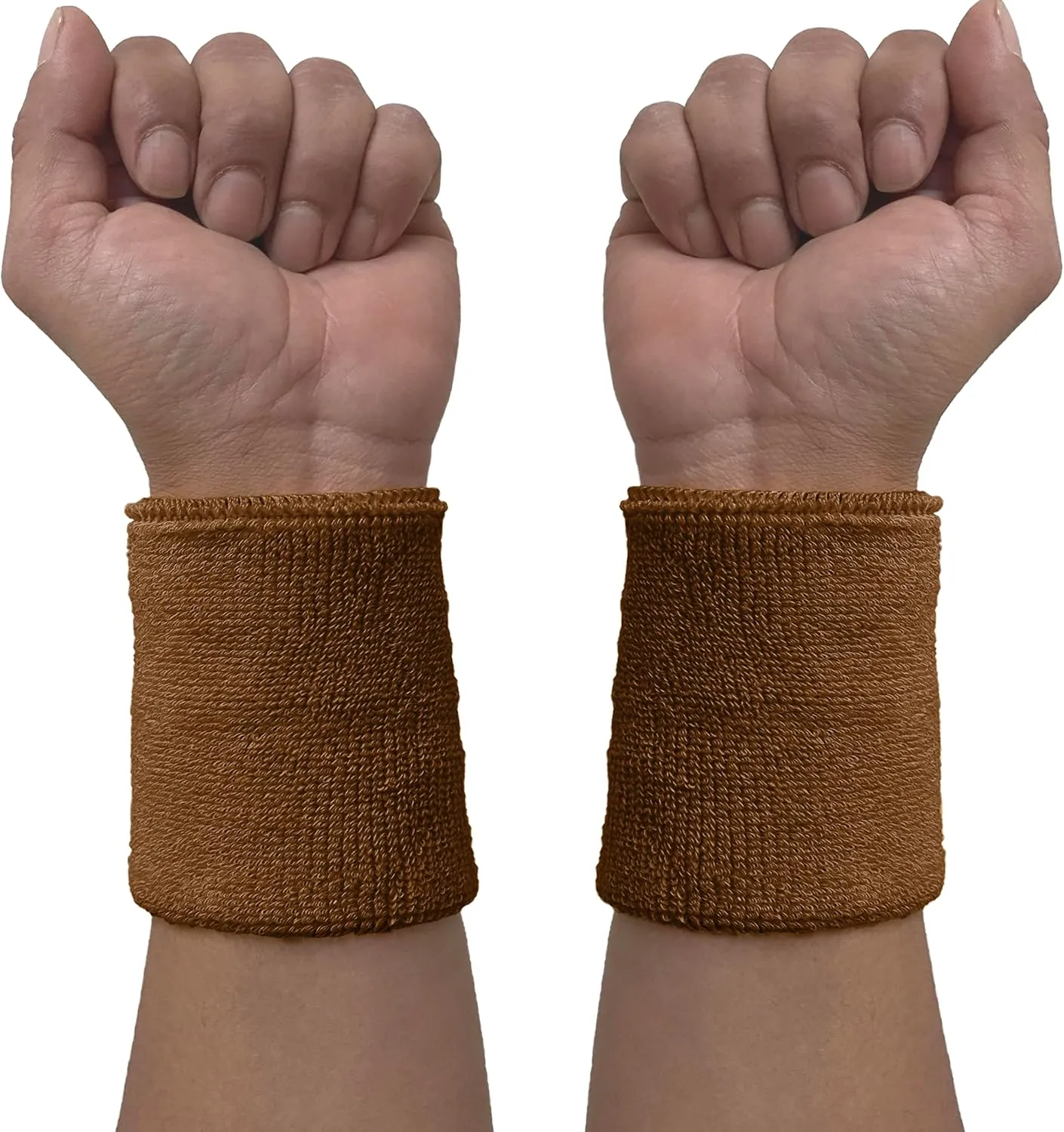 COUVER 4" Tall Wrist Sweatband - Plain Solid Color Soft Cotton Terry Cloth Sport Wristband 1 Pair