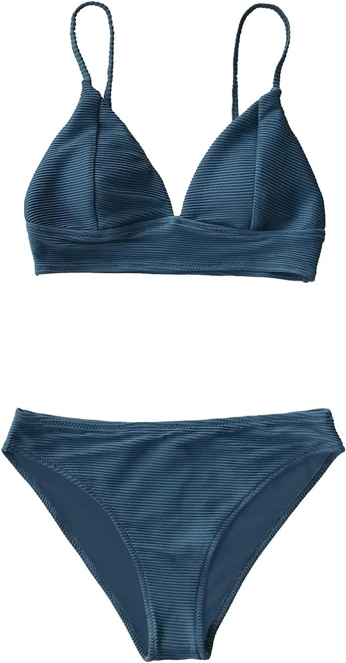 CUPSHE Women Bikini Set Solid Color Sexy Triangle Two Piece Swimsuit