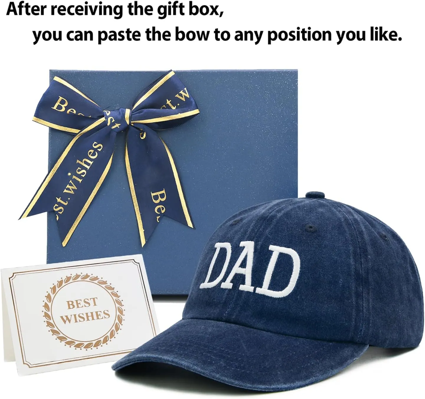 Dad Hats with Gift Box, Dad Gifts from Daughter Son Wife, Adjustable Daddy Baseball Cap