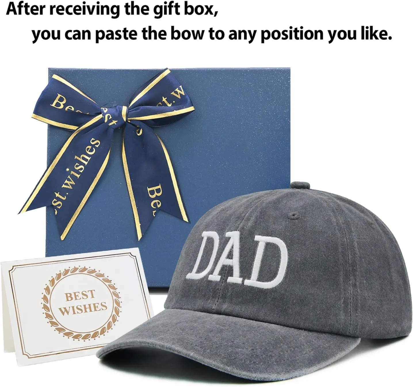 Dad Hats with Gift Box, Dad Gifts from Daughter Son Wife, Adjustable Daddy Baseball Cap