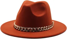 DHAEY Autumn and Winter British Style Woolen Jazz Hat for Men and Women, European and American Big Brim Hat Fashion Felt Hat Luopan Caps & Hats(Caramel)