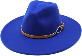 DHAEY Popular Large Brim Peach Heart Concave-Convex Wool Top Hat, Autumn and Winter Jazz Hat British Vintage Fashion Felt Hat Luopan Caps & Hats (Color : Lake Blue, Size : 56-58cm)