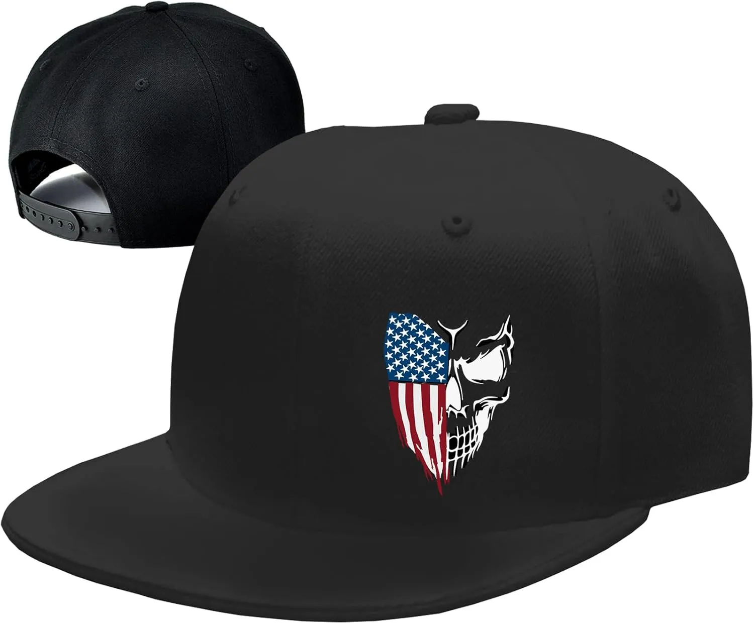 Flat Bill Hats for Men Skull Skeleton Snapback Hats for Men Fitted Adjustable Baseball Caps Black Cool Hip Hop caps
