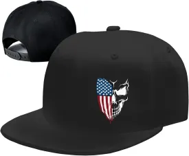 Flat Bill Hats for Men Skull Skeleton Snapback Hats for Men Fitted Adjustable Baseball Caps Black Cool Hip Hop caps
