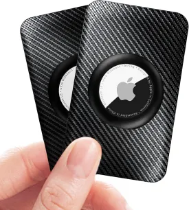 for Apple Airtag Wallet Holder 2 Pack, Ultra Thin Insert Card Case for Apple Air Tag, Carbon Fiber Airtag Card Holder for for Purse, Backpack Wallet, Handbag, Clutch Bag - Black