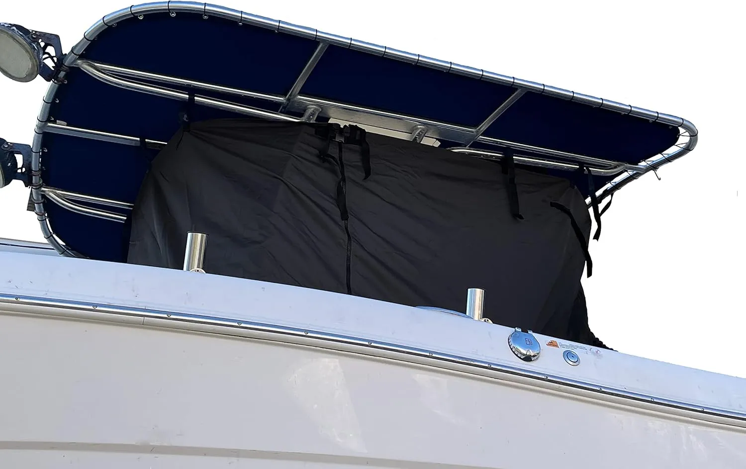 Heavy Duty T-Top Boat Cover, Fits 32ft to 34ft Long Center Console Boat with T-Top Hard-Top, Waterproof Fade Resistant T Top Boat Storage Cover (Black, Size 8: 32'-34' Long, Beam 140" W)