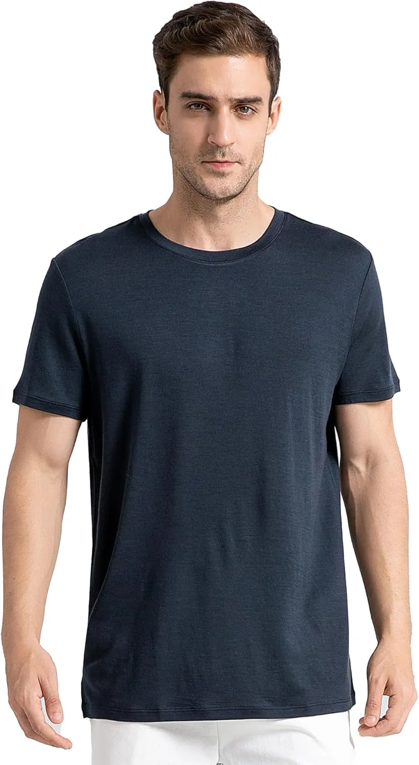 innotree Merino Wool T Shirts for Men - 100% Organic Odor Resistance Merino Wool Undershirt Hiking Travel Base Layer T-Shirt