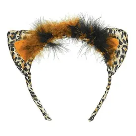 Leopard Cat Ears Feather Headband