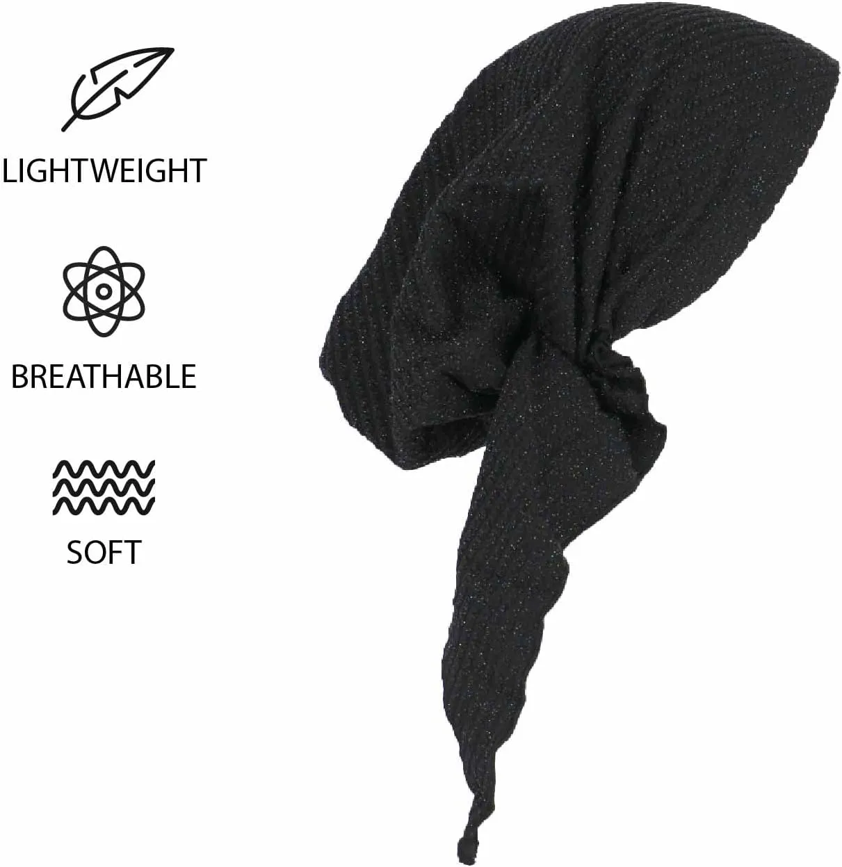 Madison Headwear Pretied Head Scarves for Women Featuring A Unique Sparkly Foil Finish and Stretchy Ribbed Fabric