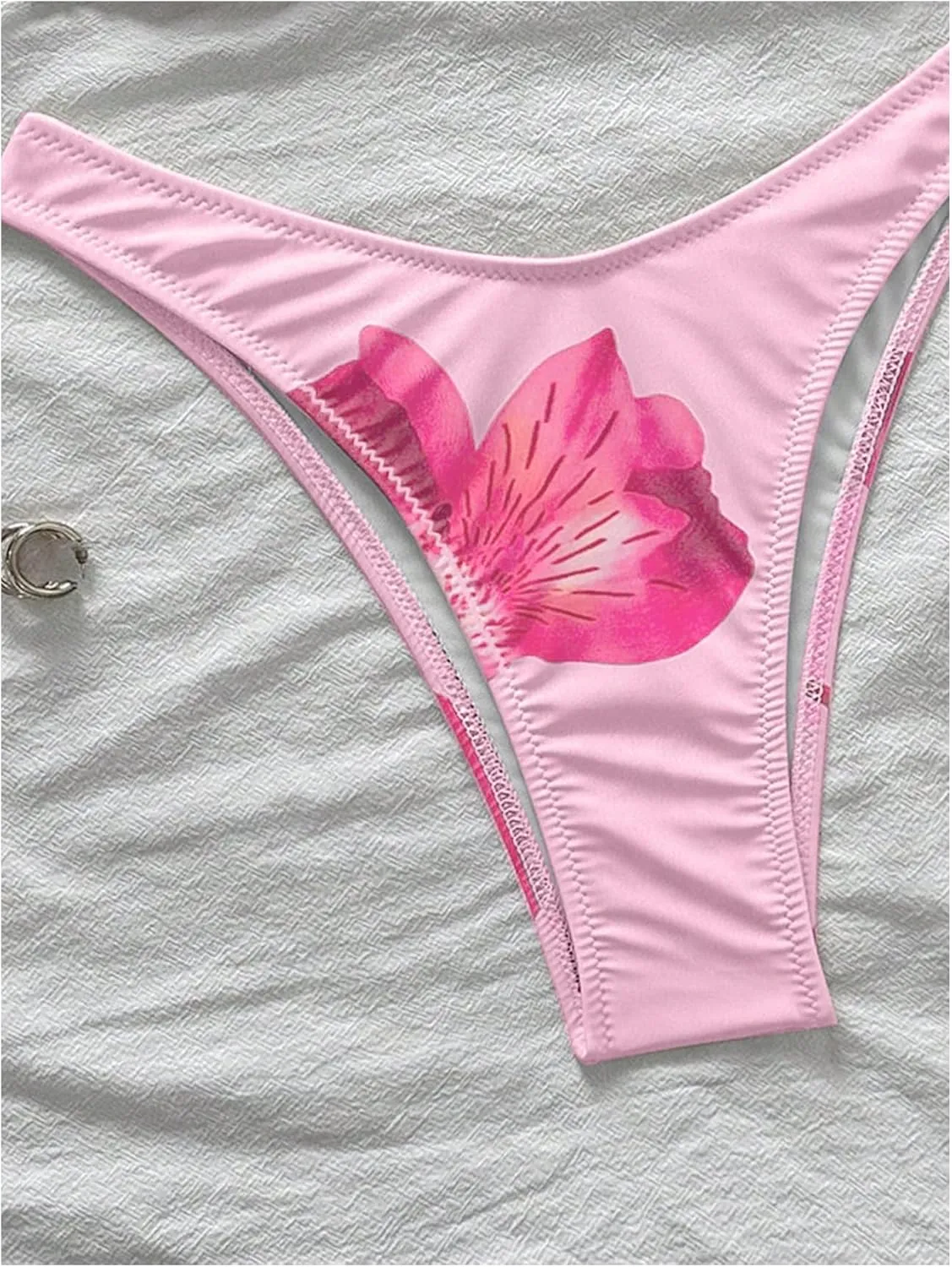 MakeMeChic Women's Halter Triangle Thong Bikini Sets High Cut Swimsuit Bathing Suit Swimwear