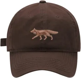 Mens Baseball Caps Embroidered Fox Animal Adjustable Dad Hat Washed Cotton