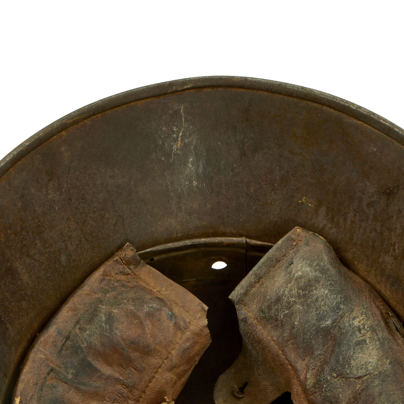 Original German WWI M16 Stahlhelm Helmet with Panel Camouflage Paint & Liner - Named - Marked ET64