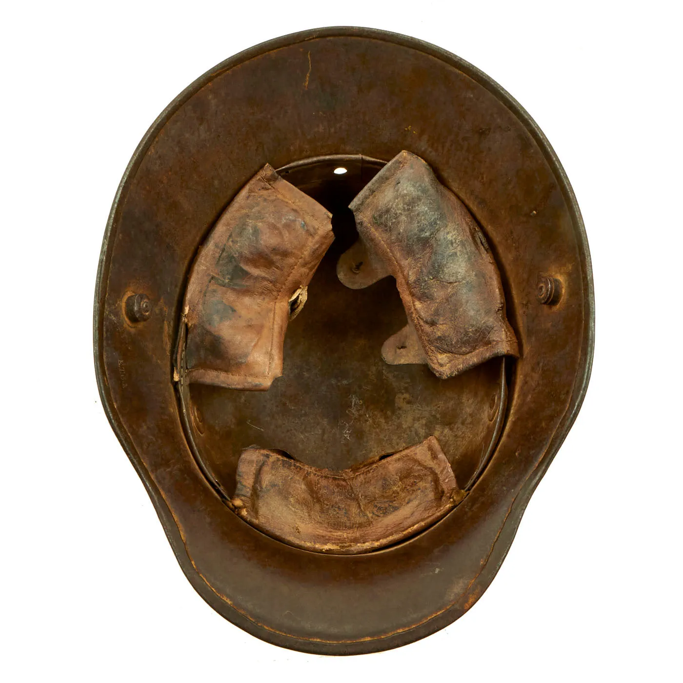 Original German WWI M16 Stahlhelm Helmet with Panel Camouflage Paint & Liner - Named - Marked ET64