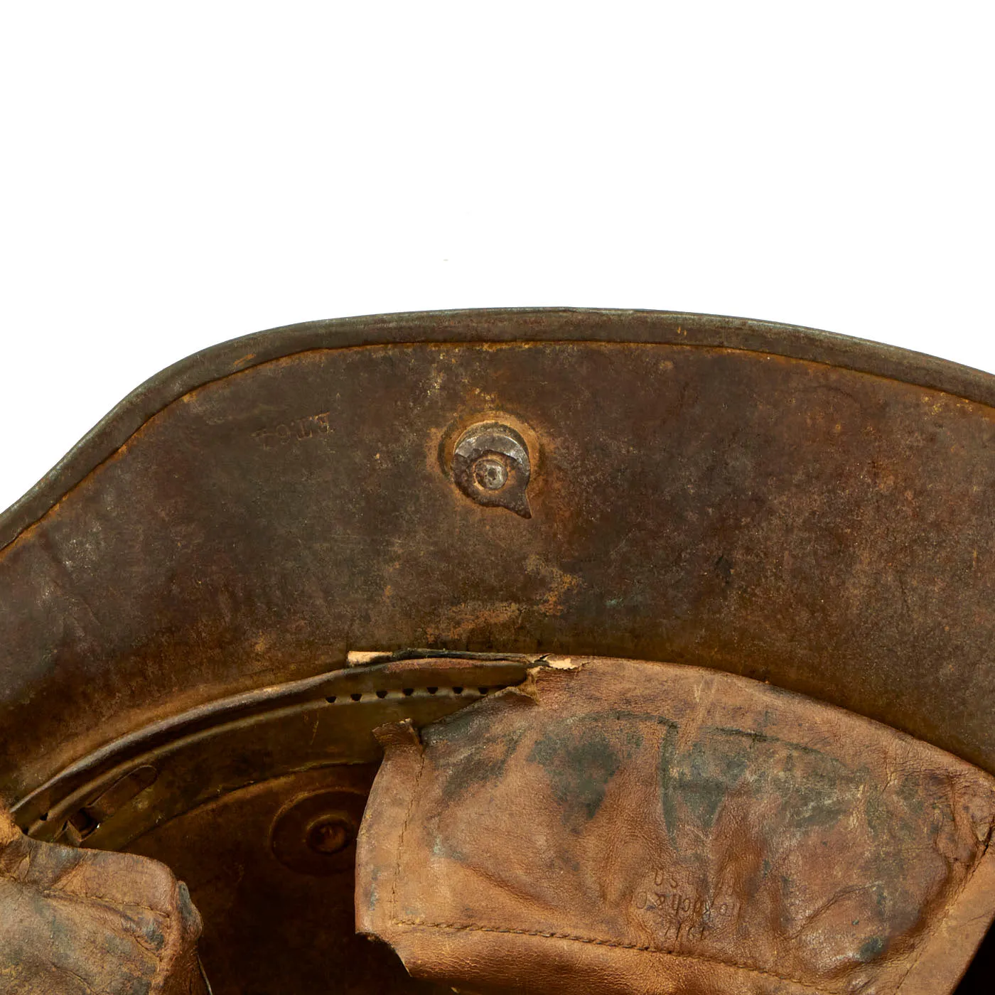 Original German WWI M16 Stahlhelm Helmet with Panel Camouflage Paint & Liner - Named - Marked ET64