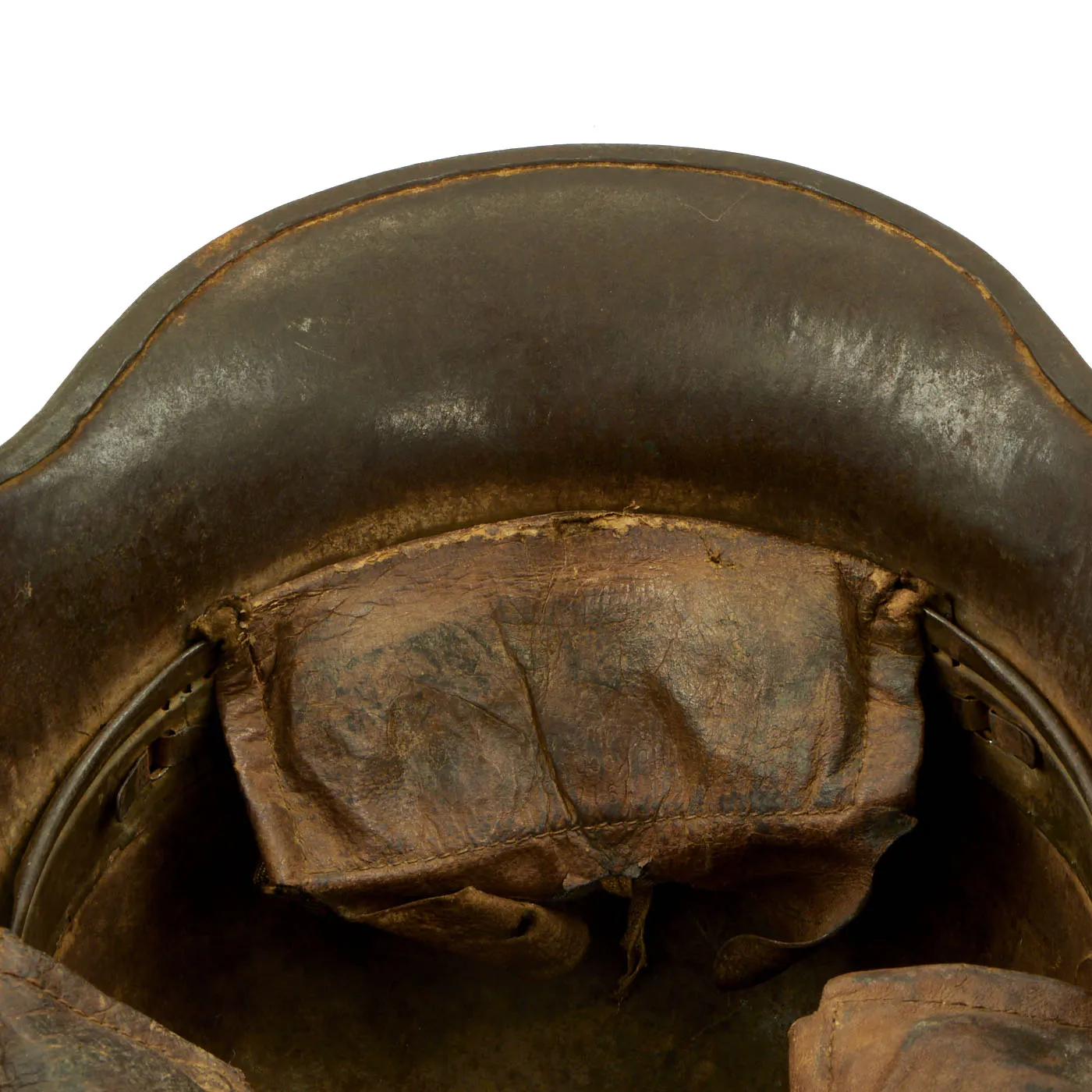 Original German WWI M16 Stahlhelm Helmet with Panel Camouflage Paint & Liner - Named - Marked ET64