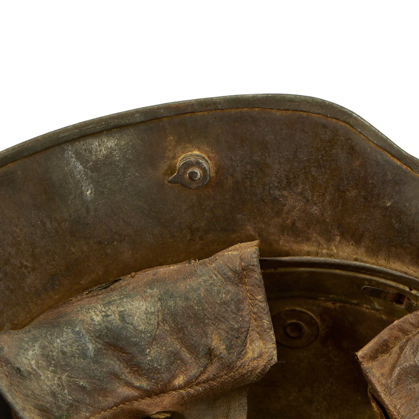 Original German WWI M16 Stahlhelm Helmet with Panel Camouflage Paint & Liner - Named - Marked ET64
