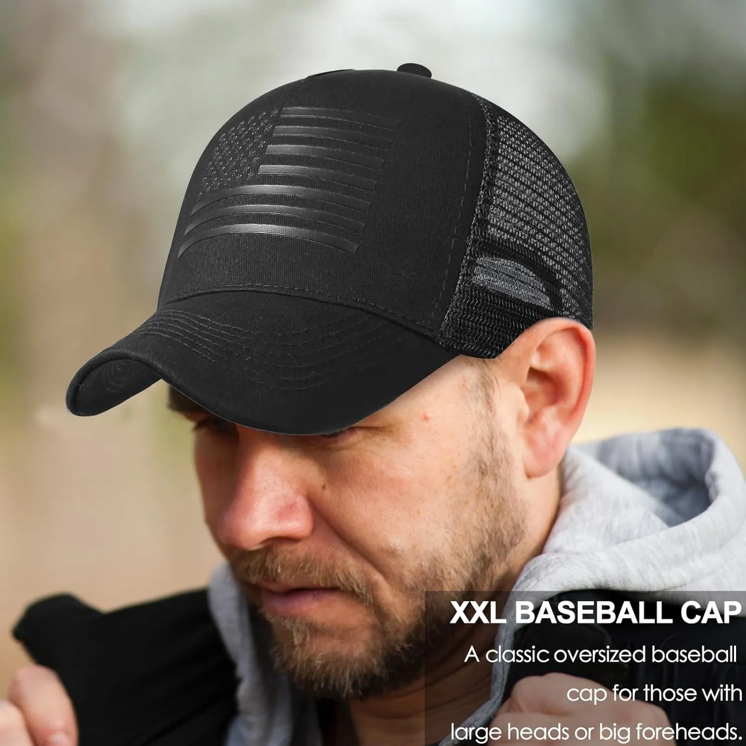 Oversize XXL American Flag Trucker Hat Sport Snapback Hat, Large Size Breathable Mesh Baseball Cap for Men Big Head