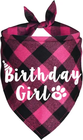 Plaid Dog Bandana for Birthday Party Supplies (Pink)
