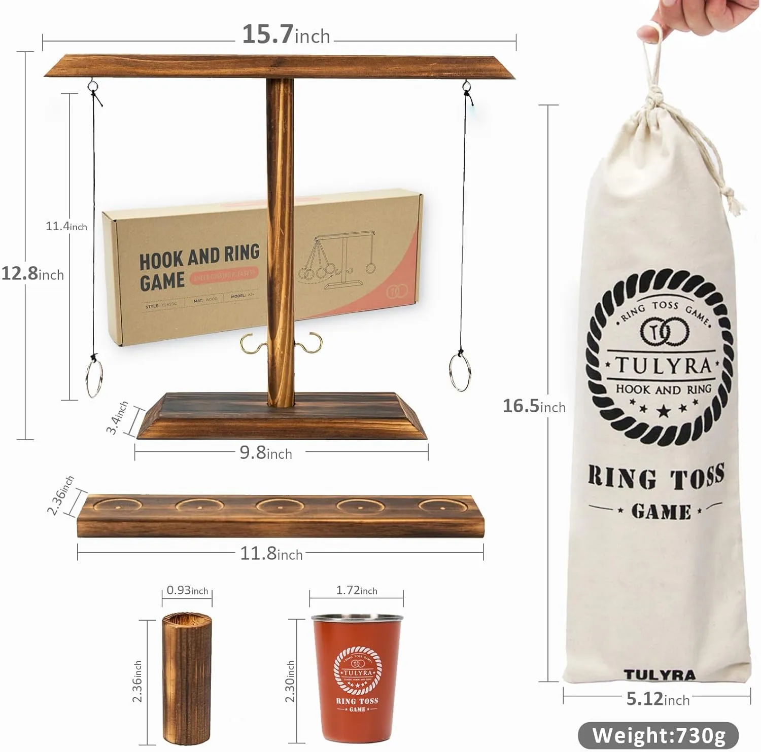 Ring Toss Games for Adults, Hook and Ring Game with Exclusive Carrying case & Unique Stainless Shot Glass, Super Easy to Assemble, XL Size(15.7" X 13") Shot Ladder, Tabletop Drinking, Outdoor