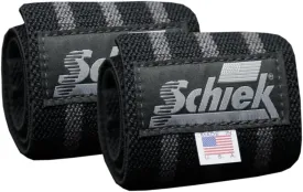 Schiek Sports Black Out Heavyweight Cotton Elastic Wrist Wraps - Black/Silver
