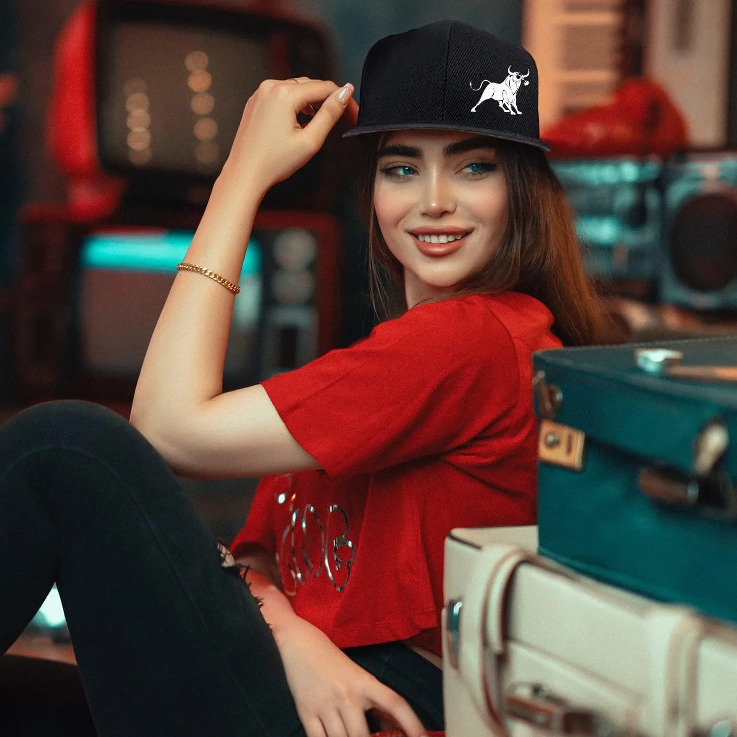 Skull Finger Flat Bill Hats for Men Black Mens Snapback Hat Baseball Cap Fitted Hat Rock N Roll Skeleton Hand Snap Backpack