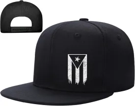 Skull Flat Bill Hats for Men Snapback Hats Adjustable Fitted Flat Brim Black Baseball caps for Men Cool Hip Hop Cap