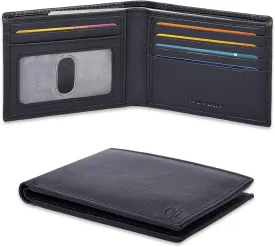 Slim Leather Wallet for Men - RFID Blocking Slim Minimalist Front Pocket - Thin & Stylish with ID Window, Gift For Men