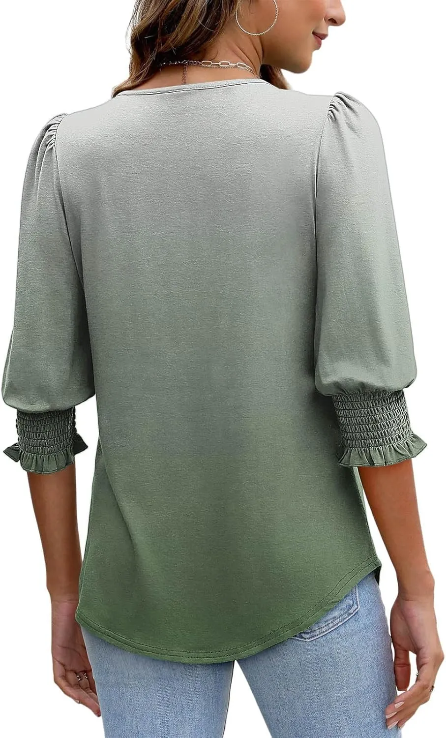 Spring Tops for Women 2025 Summer Fashion Tops 3/4 Sleeve T-Shirts Cute Crewneck Basic Business Tees Blouses Vacation