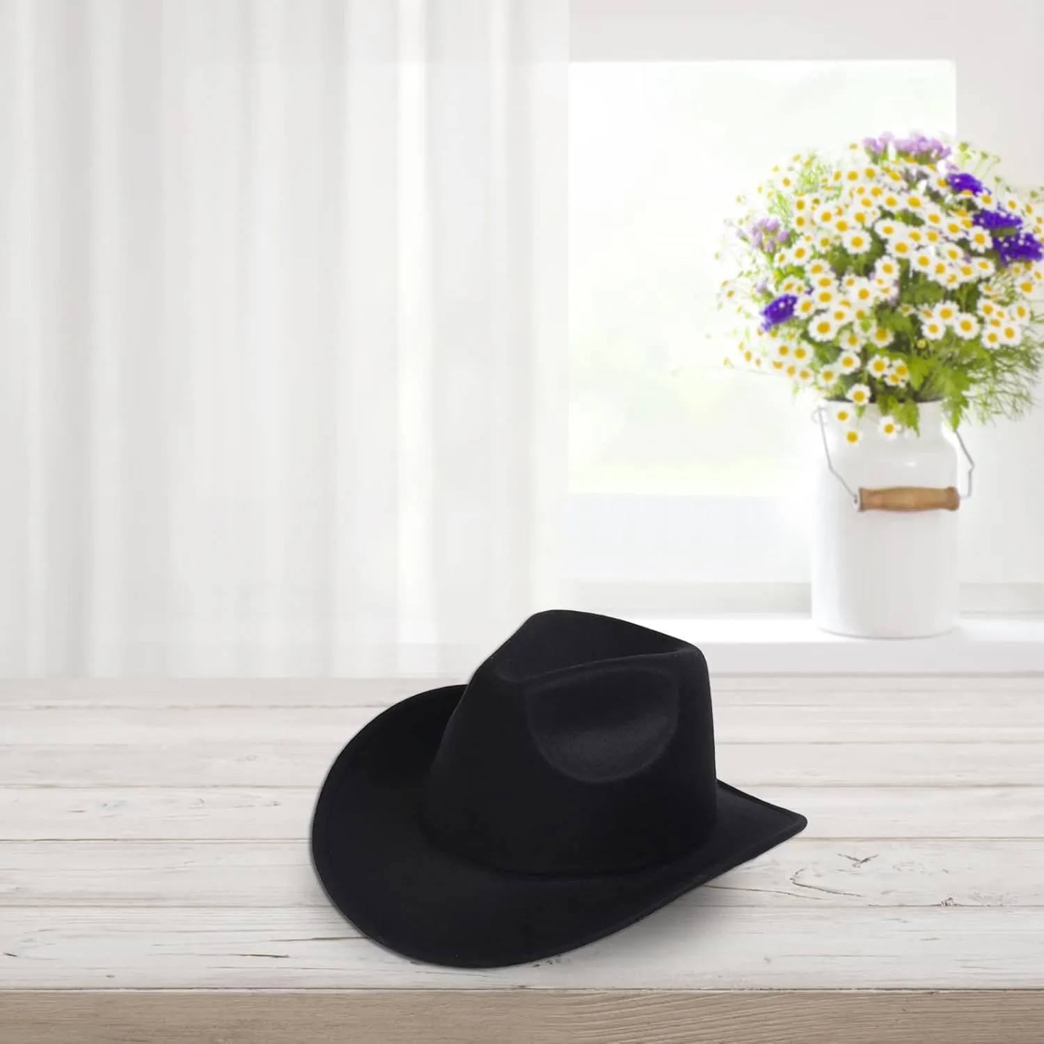 Unisex Western Cowboy Hat Faux Fur Felt Cowgirl Hats American Fedora Hats Outdoor Wide Brim Rodeo Jazz Hat
