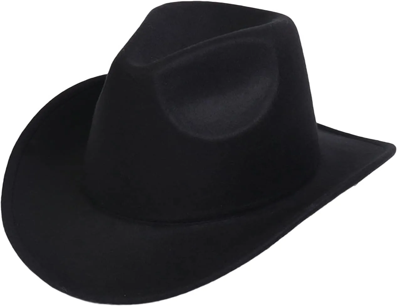 Unisex Western Cowboy Hat Faux Fur Felt Cowgirl Hats American Fedora Hats Outdoor Wide Brim Rodeo Jazz Hat
