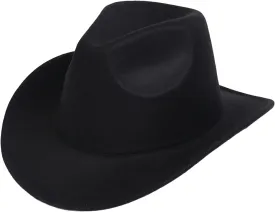 Unisex Western Cowboy Hat Faux Fur Felt Cowgirl Hats American Fedora Hats Outdoor Wide Brim Rodeo Jazz Hat