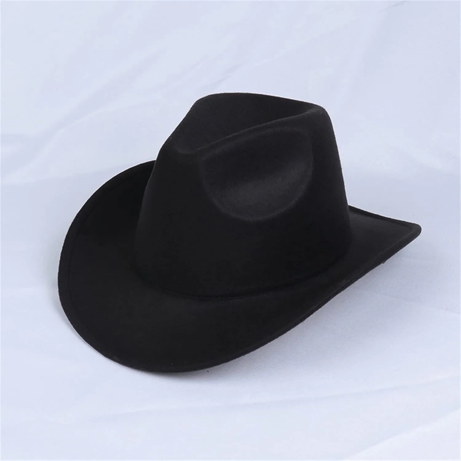 Unisex Western Cowboy Hat Faux Fur Felt Cowgirl Hats American Fedora Hats Outdoor Wide Brim Rodeo Jazz Hat
