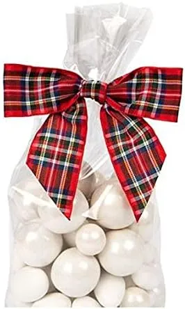 Weststone Christmas Plaid Pre-tied Bow Set of 50, Twist Tie Bows Satin Bowtie Set, Bow Tie for Food & Gift Package, Christmas Party, Halloween, Birthdays, Weddings, Size 3-1/2"