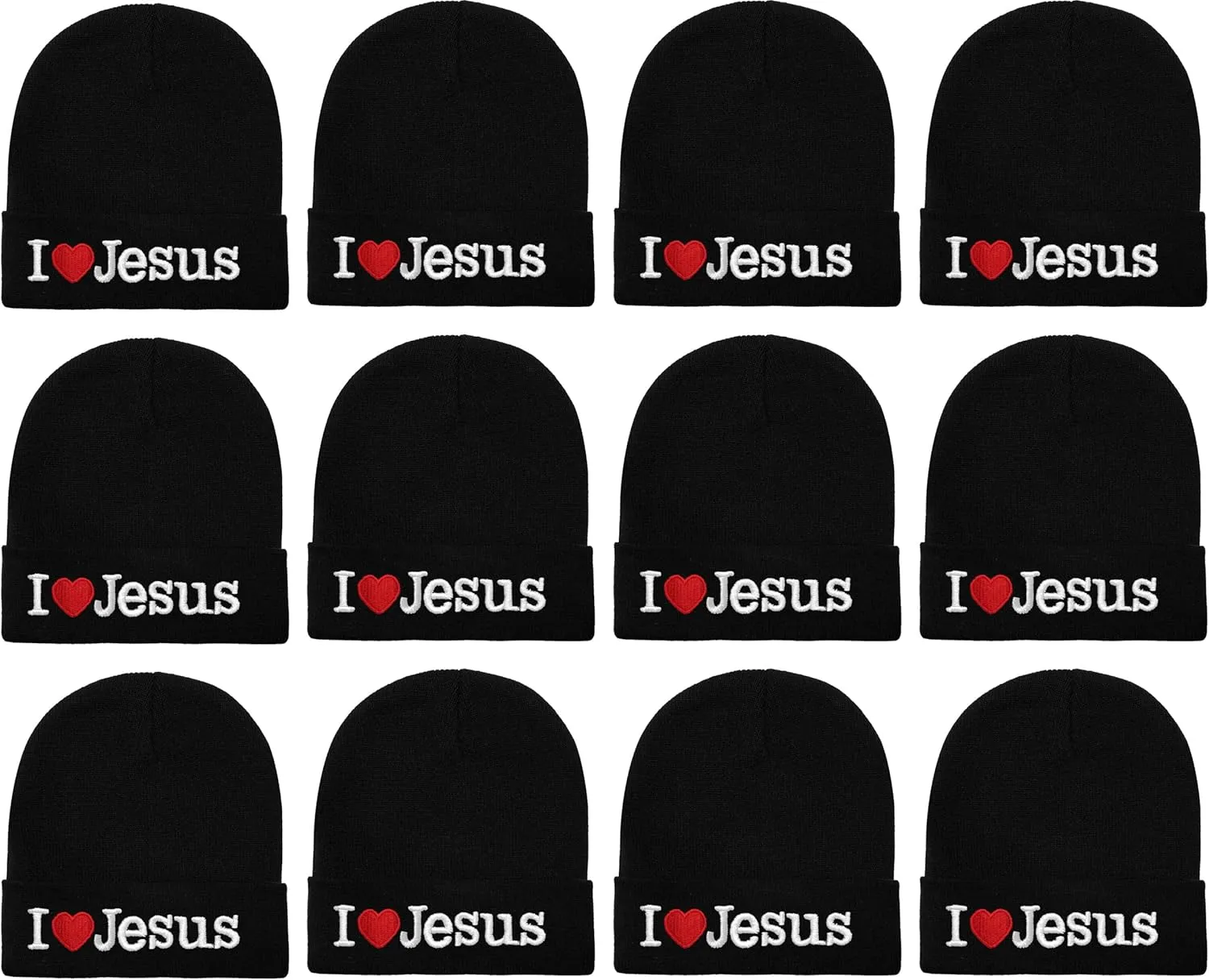 Wholesale 12-Pack Baseball Cap Beanie Hat USA Designed and I Love Jesus Cap