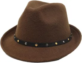Women Solid Color Fedoras Casual Wool Jazz Hat Adjustable Top Hat