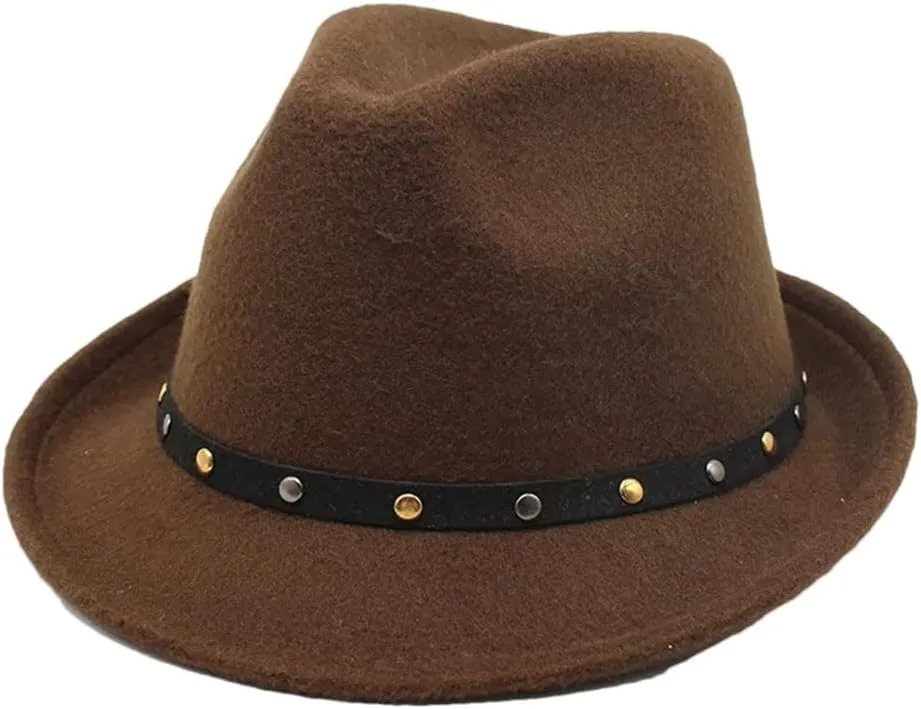 Women Solid Color Fedoras Casual Wool Jazz Hat Adjustable Top Hat