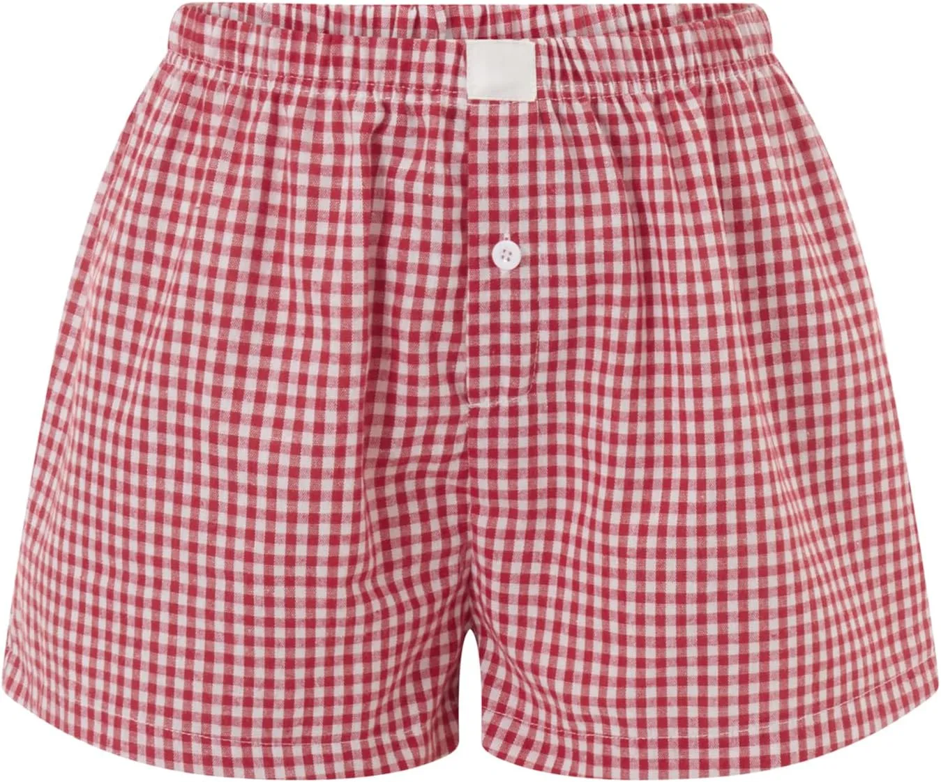 Women Y2k Pajamas Shorts Micro Button Boxers Elastic Waist Cute Pj Bottoms Summer Plaid Lounge Short