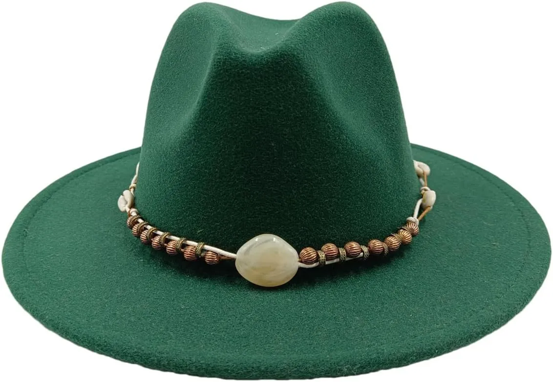 Women's Fedora Hat Autumn and Winter Big Brim Hat Flat Brim Hat Retro Woolen Jazz Top Hat