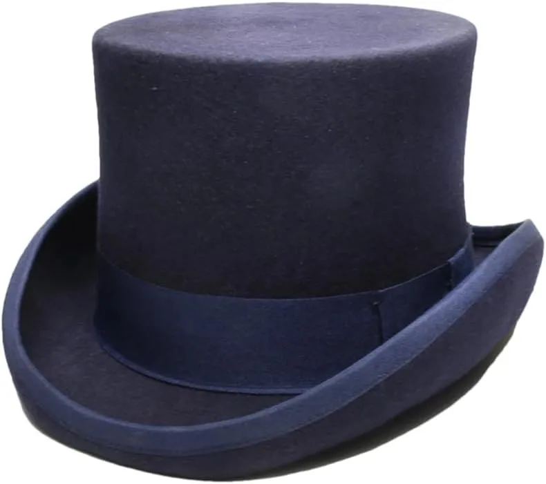 Women's Men's Wool Felt High Top Hat Vintage Magician Hat Bowler Hat Topper Hats for Women Men Navy S